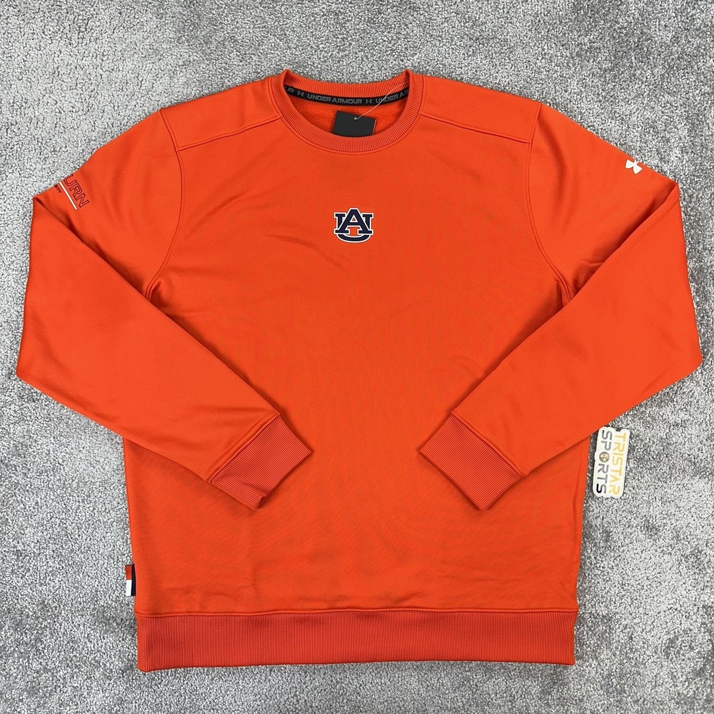 Auburn Tigers Sweatshirt Mens Large Orange Under Armour Crewneck Fleece